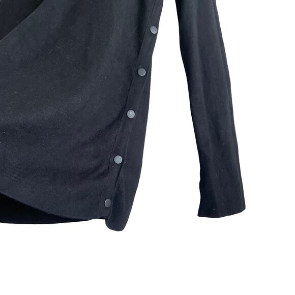 Zara Knit Women Top S Black Round Neck Long Slit Sleeve Side Snap Rocker Goth - Picture 4 of 10